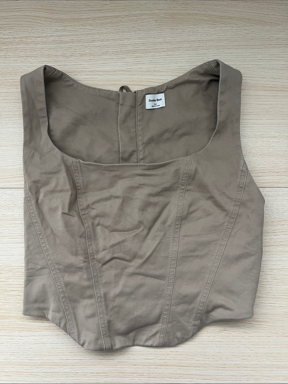 Sunday Best Taupe Corset Zip Top